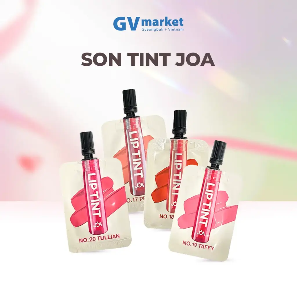 Combo 4 son JOA Waterful Tint Hàn Quốc căng mọng tự nhiên không bết dính, dưỡng ẩm môi 5ml/túi, set 4 túi