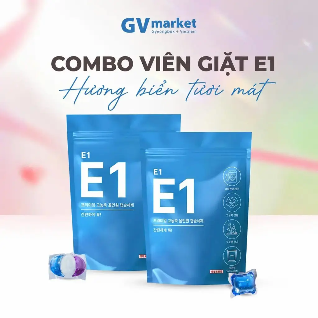 [DATE 04/09/2026] Combo 2 Viên Giặt Edel.K Hàn Quốc E1 Hương Biển, 7 Enzyme Sạch Sâu, Thơm Lâu, Bảo Vệ Vải