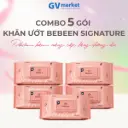 5 Gói Khăn Ướt Cao Cấp BEBEEN Signature Plus 100 Tờ Hàn Quốc Không Cồn Dịu Nhẹ Cho Trẻ Sơ Sinh