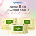 5 Gói Khăn Giấy Ướt Cooing 100 Tờ Nắp Cài, Không Mùi, An Toàn Cho Trẻ Sơ Sinh