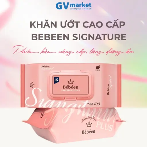 1 Gói Khăn Ướt Cao Cấp BEBEEN Signature Plus 100 Tờ Hàn Quốc Không Cồn Dịu Nhẹ Cho Trẻ Sơ Sinh