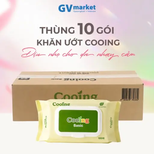 1 Thùng 10 Gói Khăn Giấy Ướt Cooing 100 Tờ Nắp Cài, Không Mùi, An Toàn Cho Trẻ Sơ Sinh